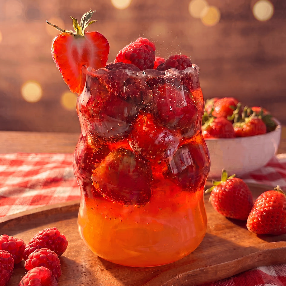 Drink bezalkoholowy z truskawkami Strawbery Sunrise z wodą gazowaną Sodastream - tytułowa.