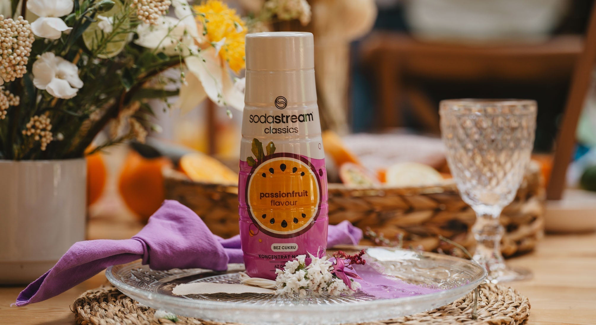 Syrop SodaStream Marakuja na ozdobnej tacy