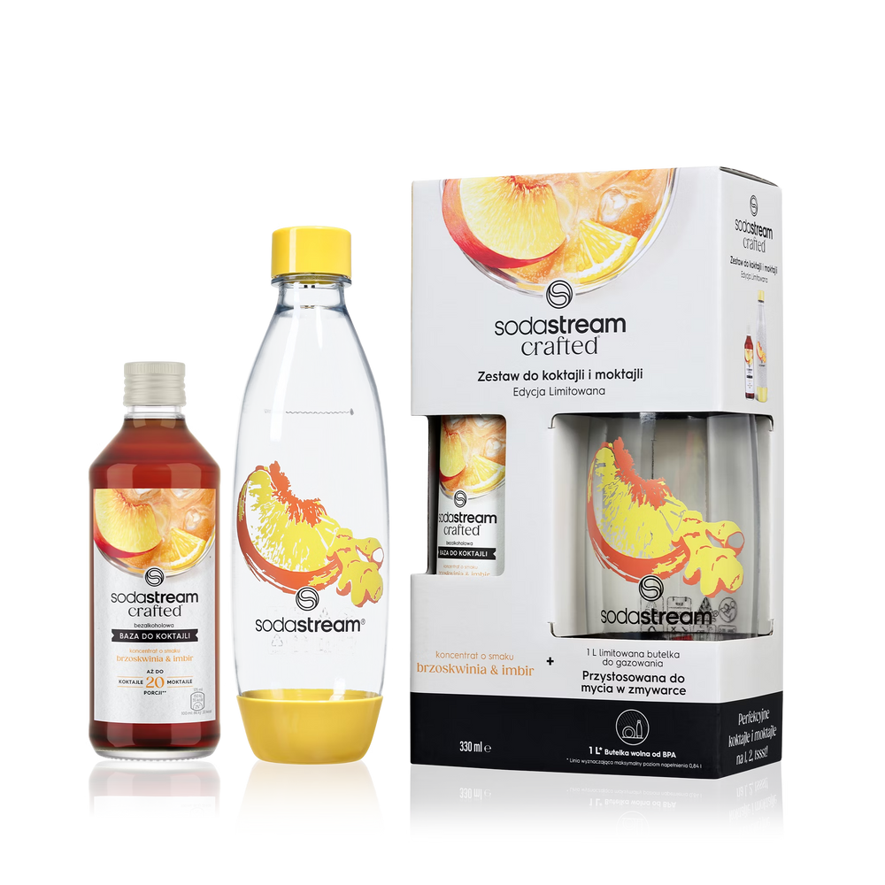 Zestaw Crafted Kit Syrop Brzoskwinia & Imbir 330 ml i butelka Fuse 1L