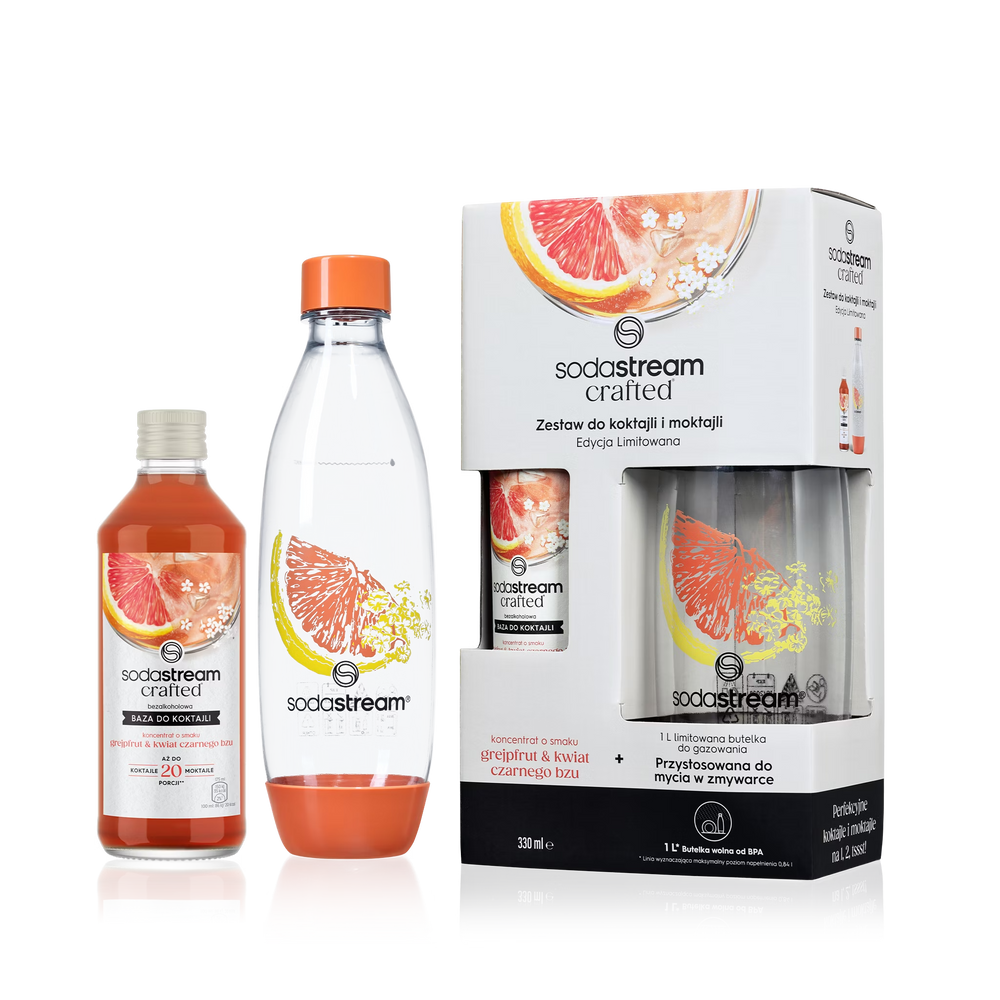 Zestaw Crafted Kit Syrop Grejpfrut & Kwiat Czarnego Bzu 330 ml i butelka Fuse 1L