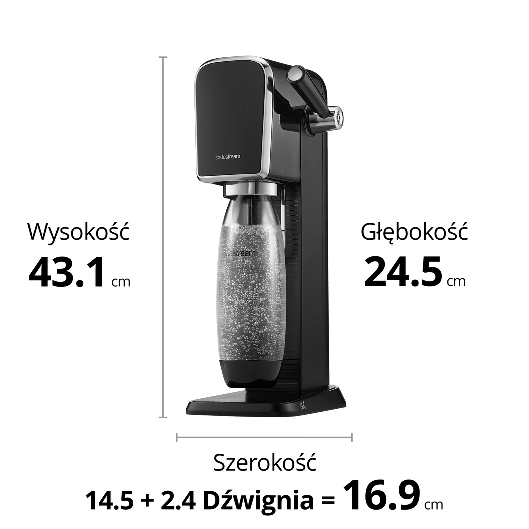 sodastream art saturatory czarny rozmiar i wymiary